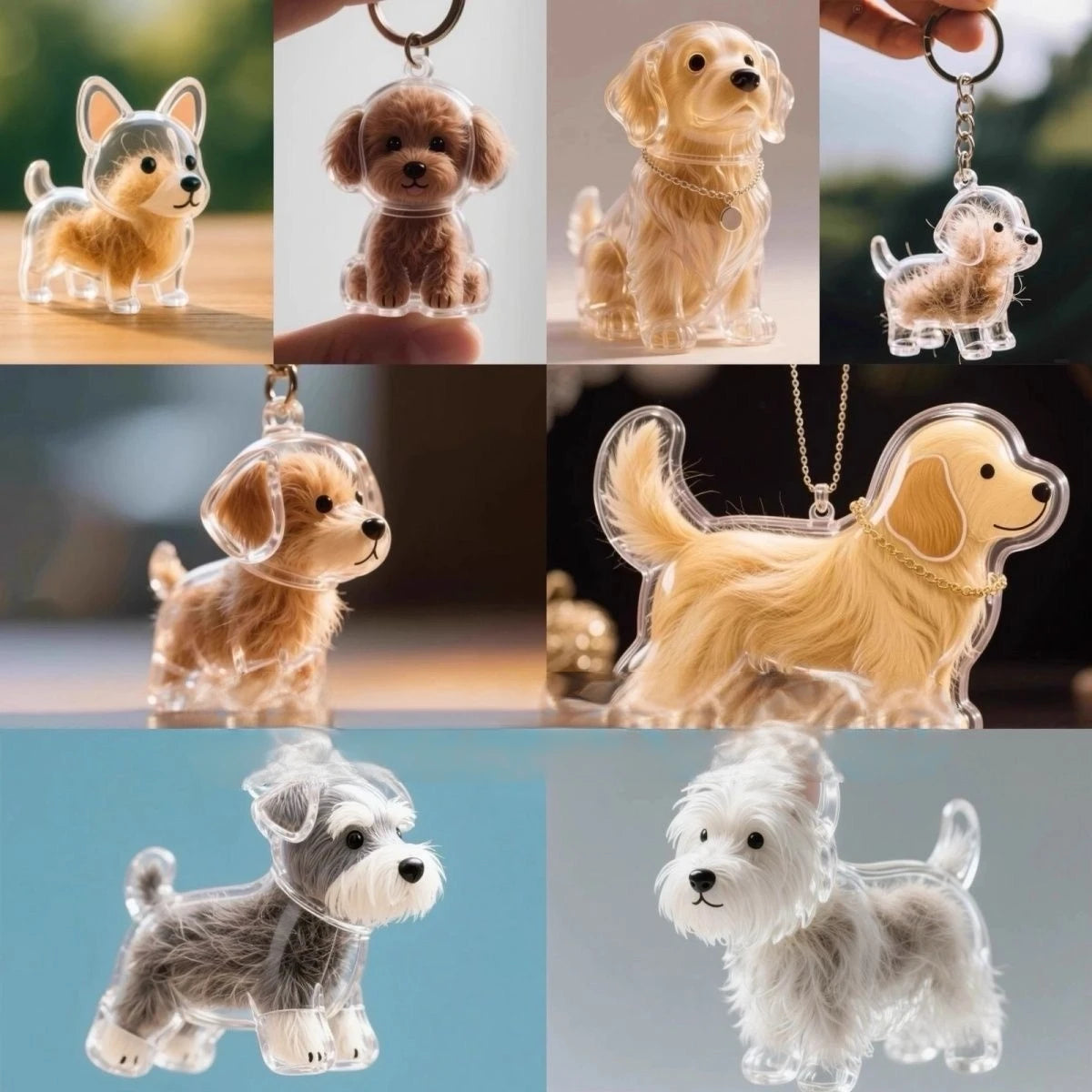 Dog Hair Storage Cute Pendant Keychain Bag Pendant Couple Car Key Chains Jewelry Souvenir Collection Gift Decoration Accessories